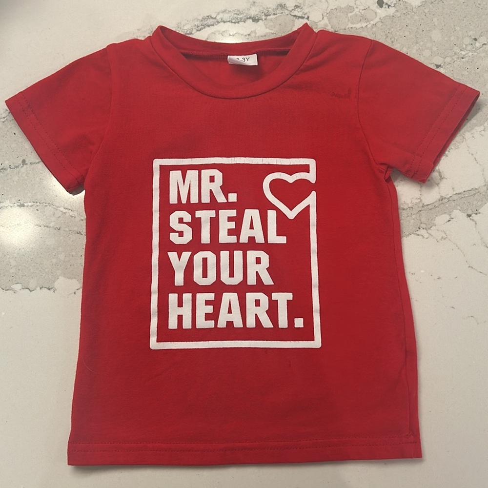 Mr Steal Your Heart Toddler Valentines T-shirt Size 2T
